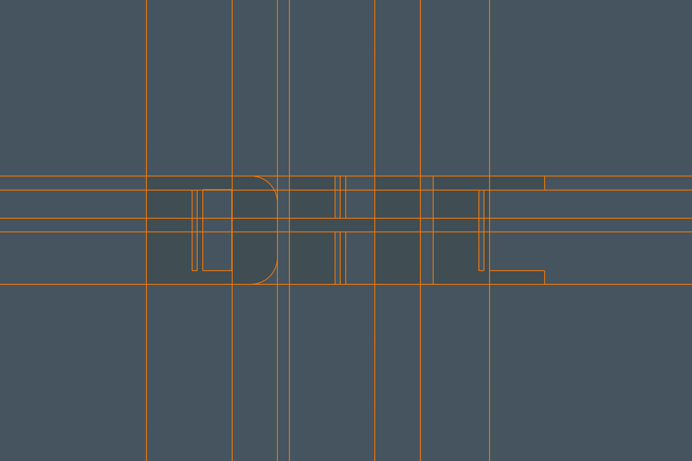 DHC logo forming over Ember construction guides.