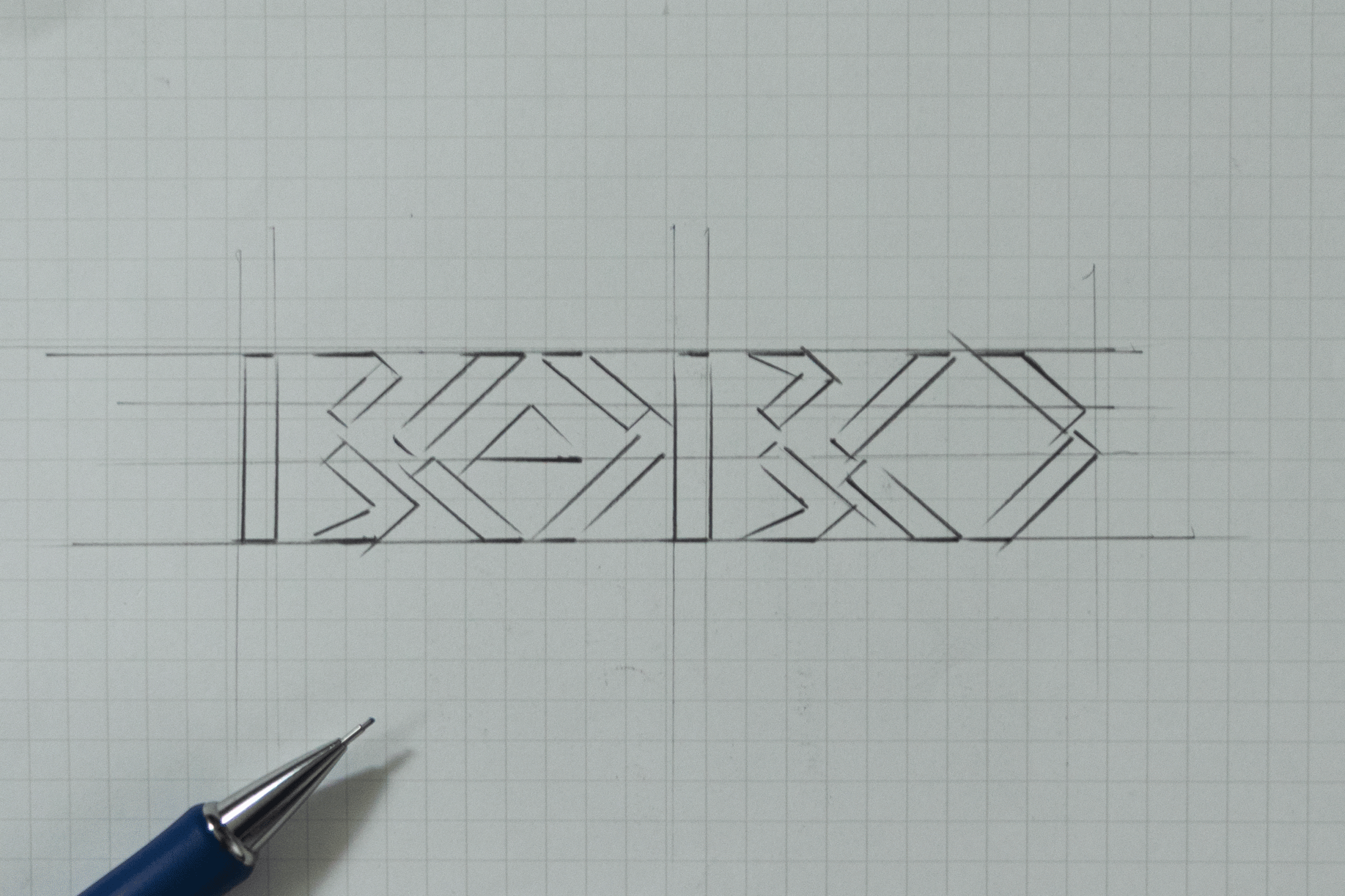 BOBO logo sketch transforming into the final mark in a looping animation.