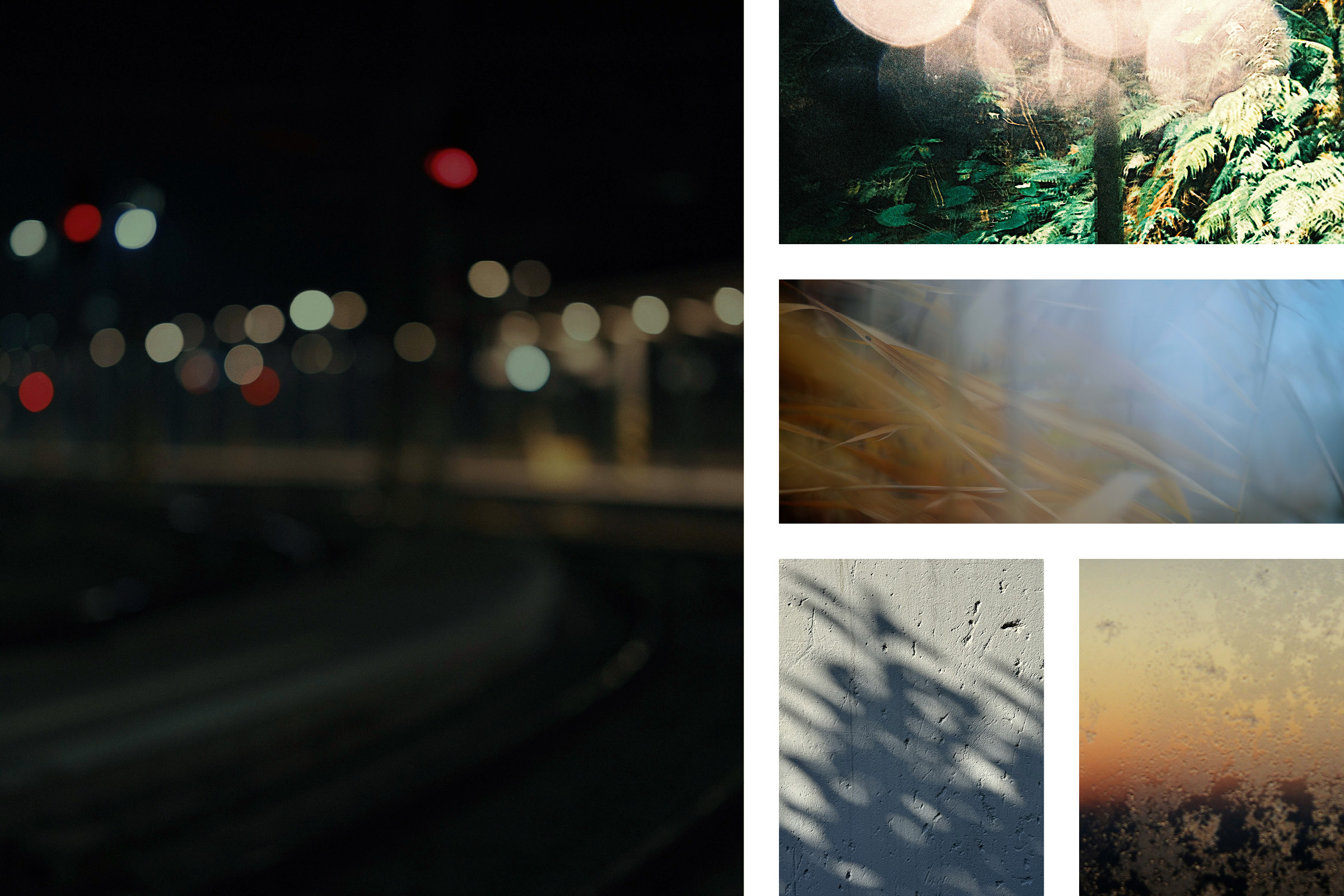 Collection of blurred urban lights and natural textures showing Durvis environmental conditions