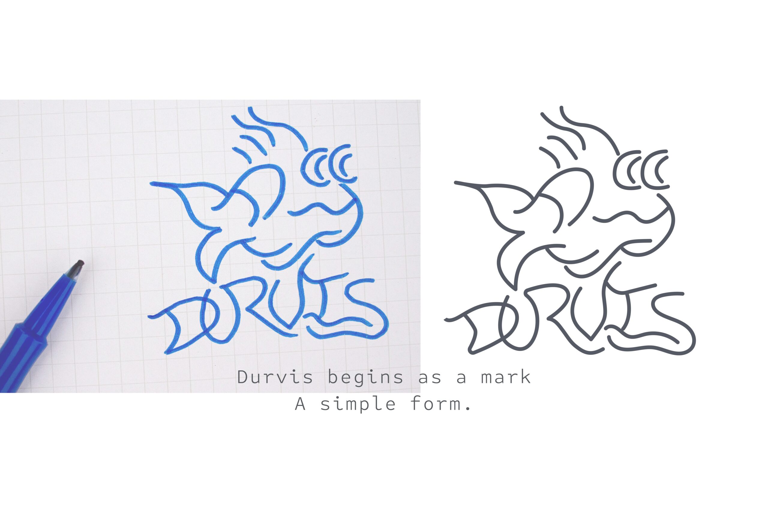 Durvis logo sketch and refined vector showing mark development