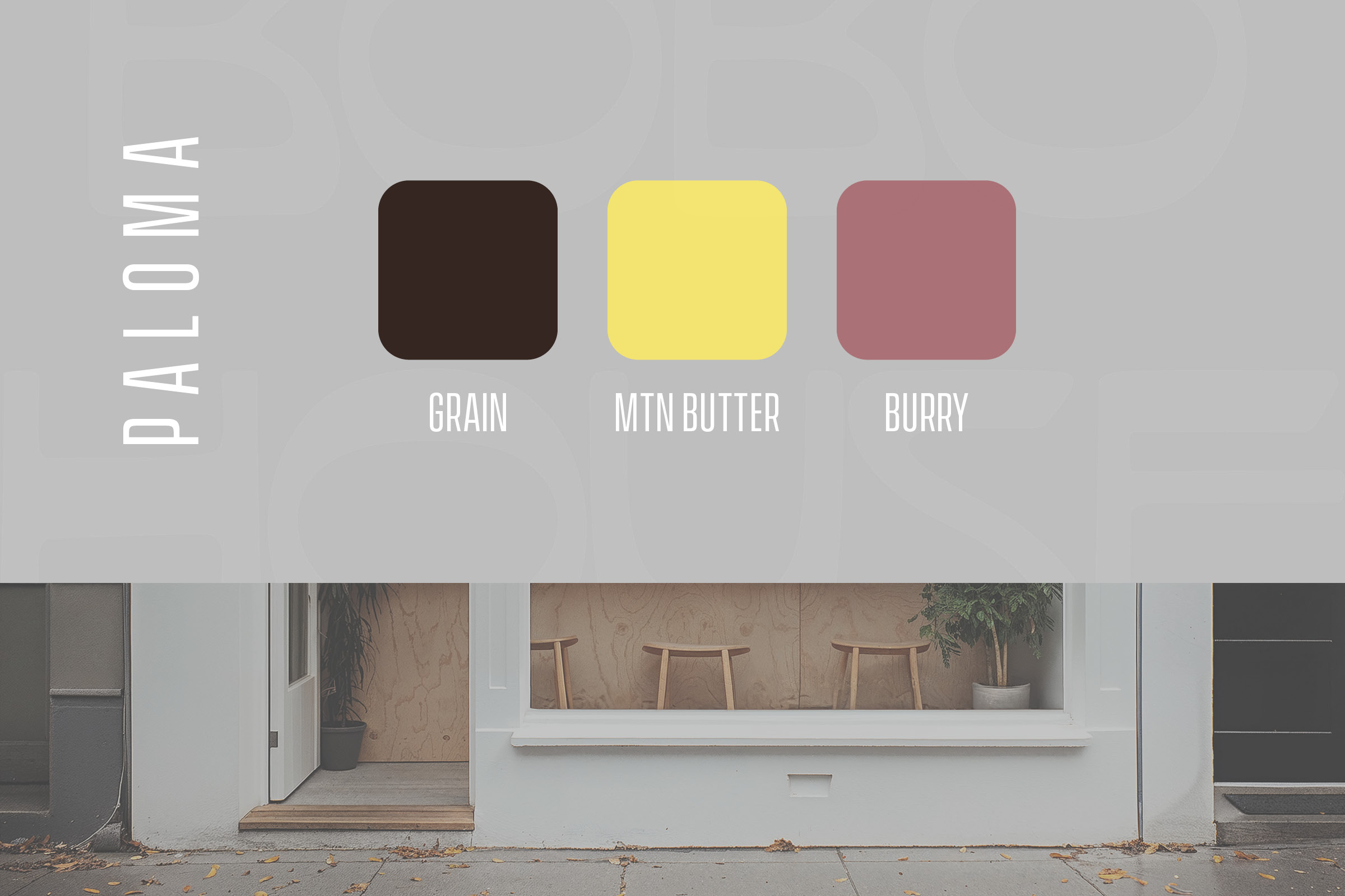 PALOMA brand direction divider showing palette and warm material tones.